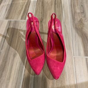 Brian Atwood Pink Suede Slingback Heels